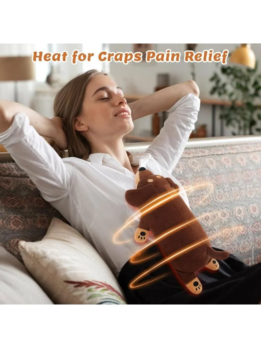 Microwavable Weighted Heating Pad for Cramps & Pain Relief - Cuddly Dog Plush